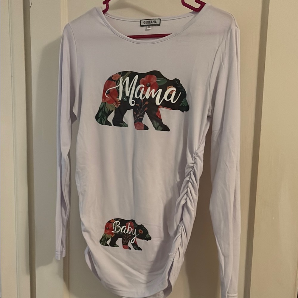 White Long sleeve Maternity Shirt Sz Med